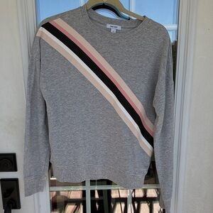 Nine West Heather Gray Sweater with Diagonal Stripes Small